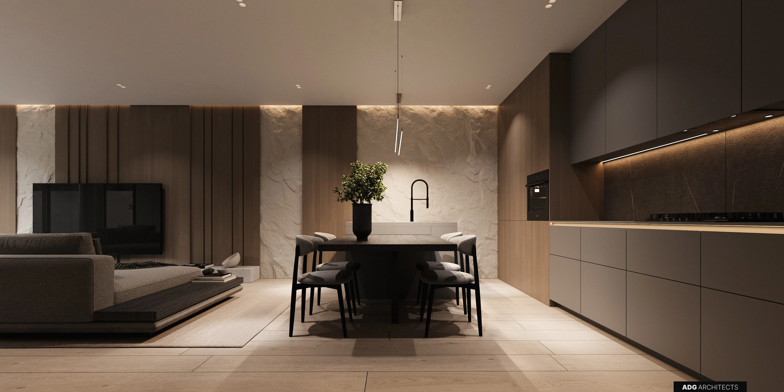 ADG Flagman villa interior, first floor, visualisation